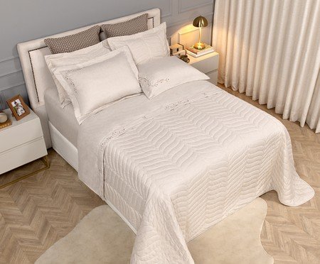 Jogo de Cobre-Leito Vira Doblo Floratta Linho Areia | Westwing