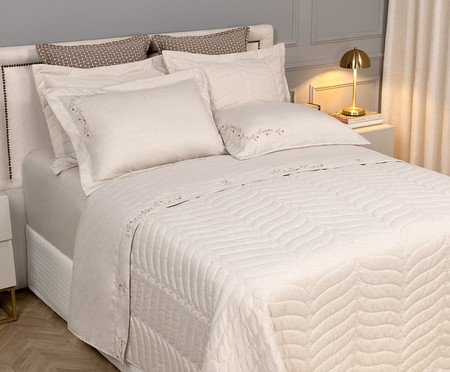 Jogo de Cobre-Leito Vira Doblo Floratta Linho Areia | Westwing