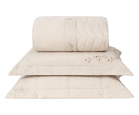 Jogo de Cobre-Leito Vira Doblo Floratta Linho Areia | Westwing