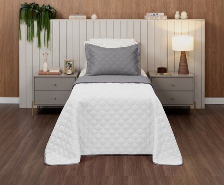 Jogo de Cobre-Leito Nuance Dupla Face Gris Branco | Westwing