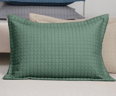 Porta-Travesseiro Plaza Matelado com Abas Verde Floresta | Westwing