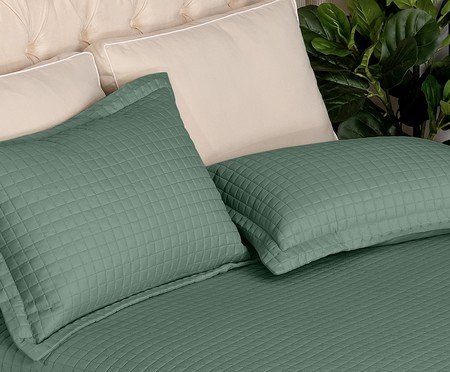 Porta-Travesseiro Plaza Matelado com Abas Verde Floresta I | Westwing