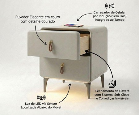 Mesa de Cabeceira Inteligente Smart Deluxe | Westwing