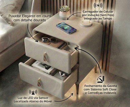 Mesa de Cabeceira Inteligente Smart Deluxe | Westwing