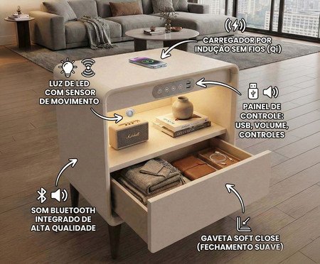 Mesa de Cabeceira Inteligente Smart SoundMax | Westwing