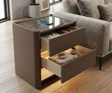 Mesa de Cabeceira Inteligente Smart Innovare Capuccino | Westwing