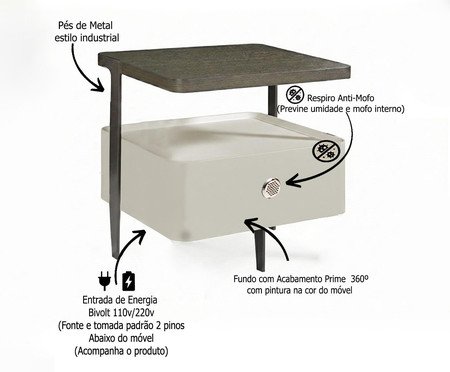 Mesa de Cabeceira Inteligente Smart Clean Vainilla | Westwing