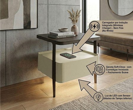 Mesa de Cabeceira Inteligente Smart Clean Vainilla | Westwing