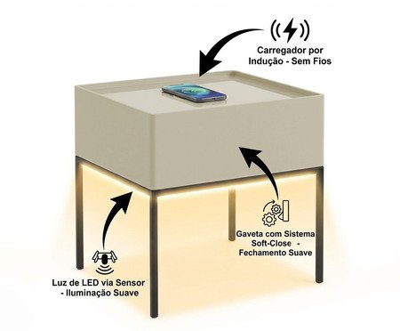 Mesa de Cabeceira Inteligente Smart Tech | Westwing