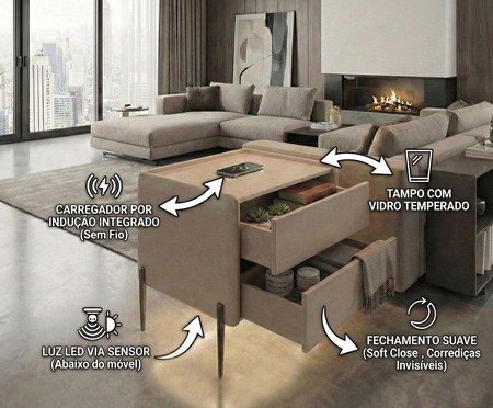 Mesa de Cabeceira Inteligente Smart Orion Vainilla | Westwing
