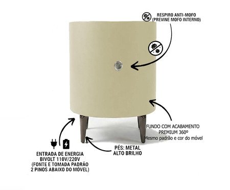 Mesa de Cabeceira Inteligente Smart Illusion Vainilla | Westwing