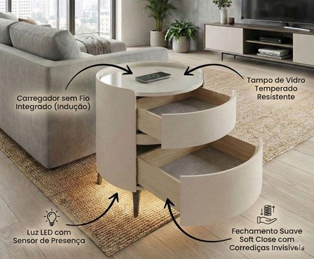 Mesa de Cabeceira Inteligente Smart Illusion Vainilla | Westwing