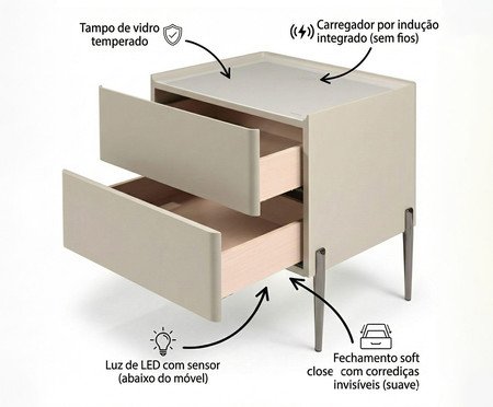 Mesa de Cabeceira Inteligente Smart Premium | Westwing
