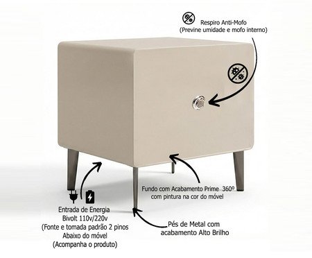 Mesa de Cabeceira Inteligente Smart Genius Vainilla | Westwing