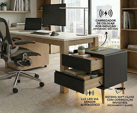Mesa de Cabeceira Inteligente Smart Genius Ebano | Westwing