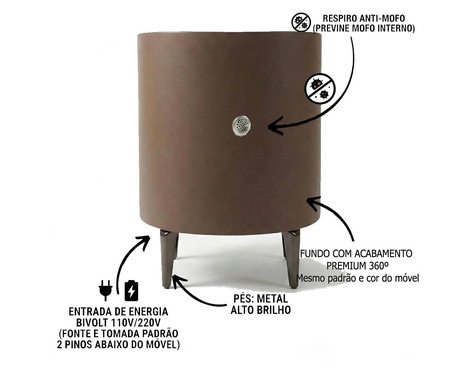 Mesa de Cabeceira Inteligente Smart Illusion Capuccino | Westwing