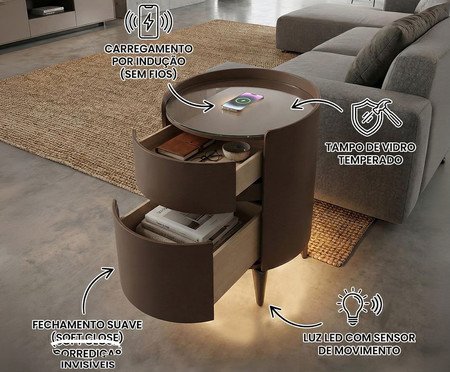 Mesa de Cabeceira Inteligente Smart Illusion Capuccino | Westwing