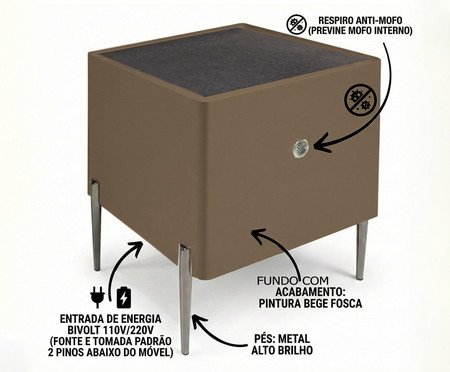 Mesa de Cabeceira Inteligente Smart Orion Capuccino | Westwing