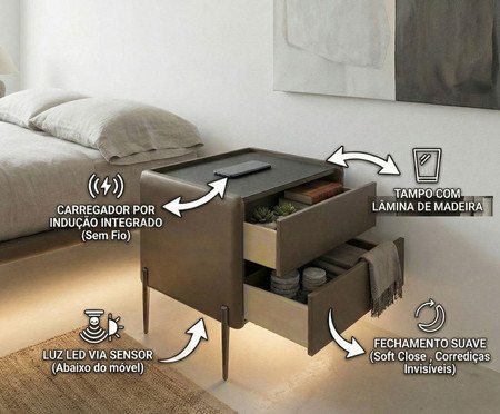Mesa de Cabeceira Inteligente Smart Orion Capuccino | Westwing