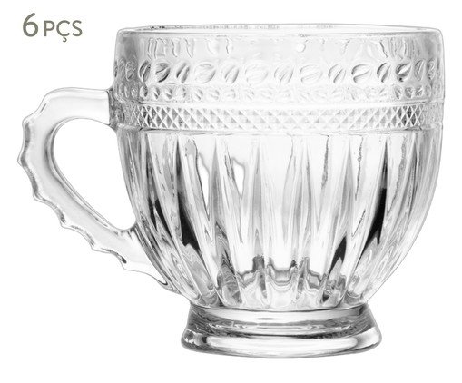 Jogo de Xícaras em Cristal para Chá Linea, transparent | WestwingNow