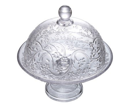 Prato para doces em Cristal com Tampa Daisy | Westwing