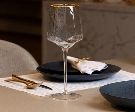 Jogo de Taças para Vinho com Fio Dourado Taj | Westwing