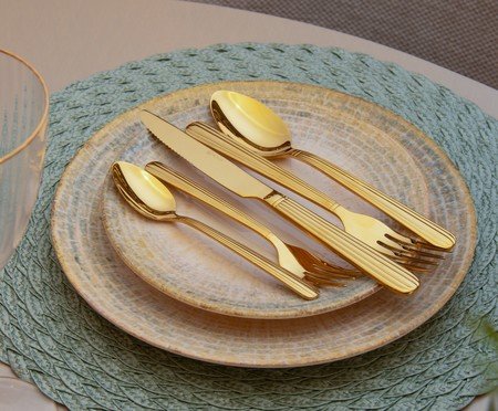 Faqueiro em Aço Inox Manchester Dourado | Westwing