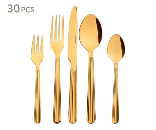 Faqueiro em Aço Inox Manchester Dourado, gold | WestwingNow