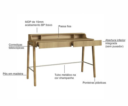 Escrivaninha 2 Gavetas Odense Hanover | Westwing
