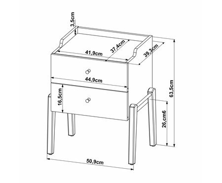 Mesa de Cabeceira 2 Gavetas Odense Hanover | Westwing