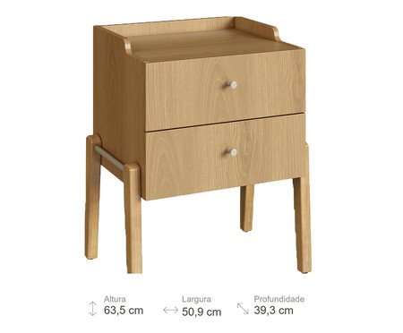 Mesa de Cabeceira 2 Gavetas Odense Hanover | Westwing