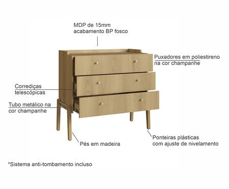 Cômoda 3 Gavetas Odense Hanover | Westwing