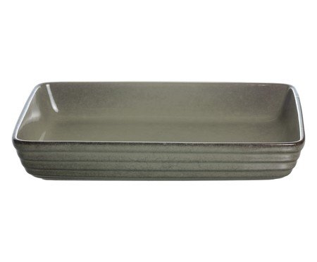 Travessa retangular Jade em cerâmica verde escuro | Westwing