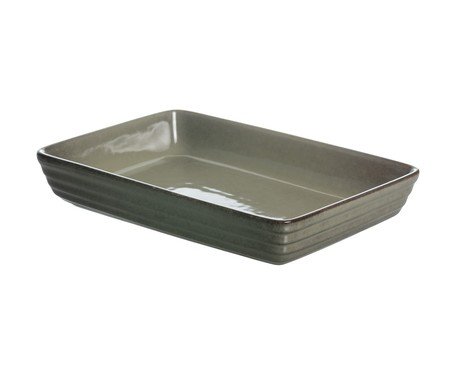 Travessa retangular Jade em cerâmica verde escuro | Westwing