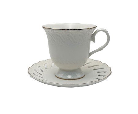 Jogo de Xícaras para chá Vague em new bone china borda dourada | Westwing