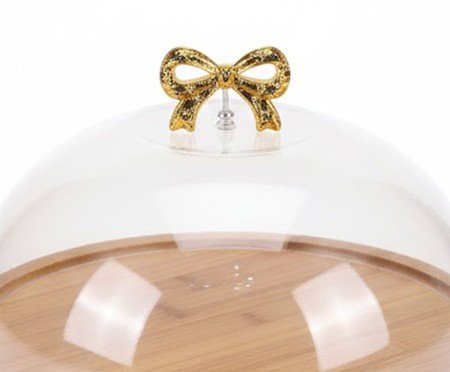 Prato para bolo com base em bambu com laço dourado | Westwing