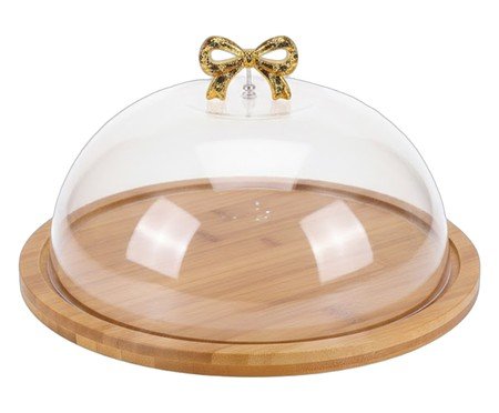 Prato para bolo com base em bambu com laço dourado | Westwing