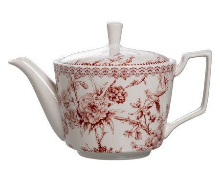 Bule de chá Hortênsia em new bone china bordô | Westwing