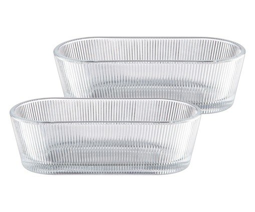 Jogo de petisqueiras ovais Cameratta em cristal ecológico, transparent | WestwingNow