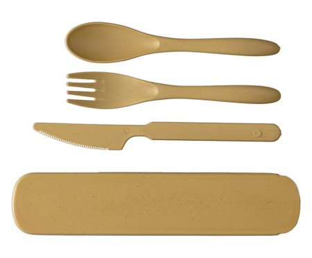 Jogo de talheres e estojo Defensa em fibra de trigo e bege | Westwing