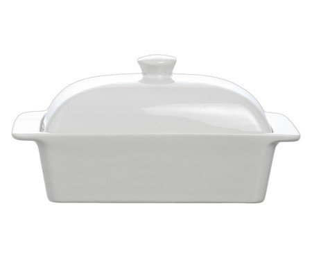 Manteigueira Blanc com tampa em porcelana branco | Westwing
