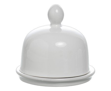 Manteigueira com tampa e pires Blanc em porcelana branco | Westwing