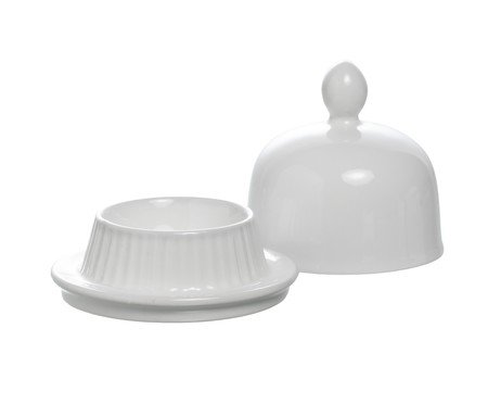 Manteigueira com tampa e pires Blanc em porcelana branco | Westwing