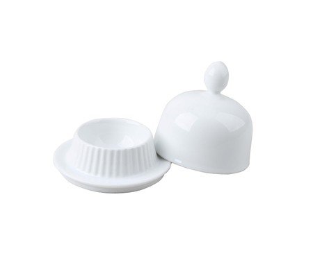 Manteigueira com tampa e pires Blanc em porcelana branco | Westwing