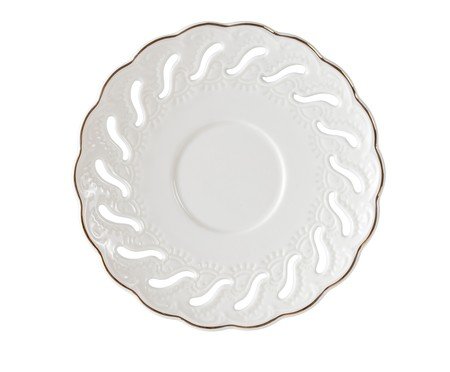 Jogo de Xícaras café Vague em new bone china com borda dourada branco | Westwing