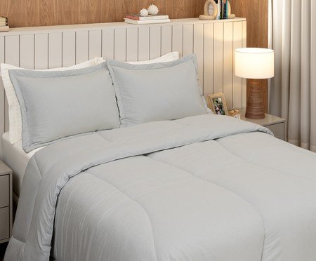 Jogo de Edredom Viscolinho Cinza | Westwing