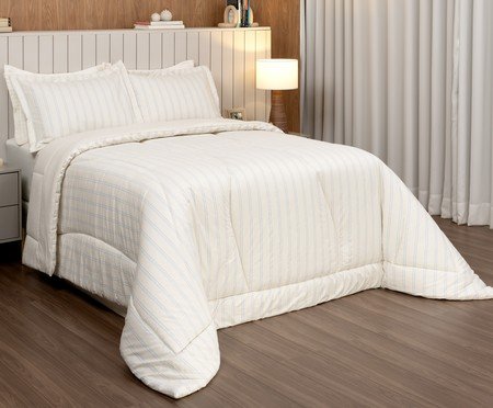 Jogo de Edredom Viscolinho Listras Azul Jeans | Westwing