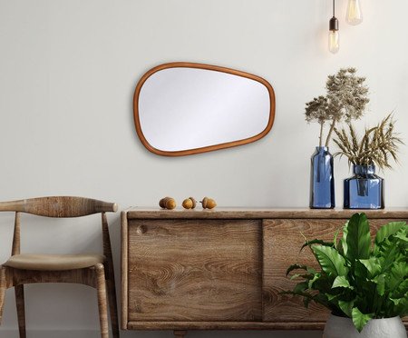 Espelho de Parede Orgânica com Moldura Amadeirada Ágata | Westwing