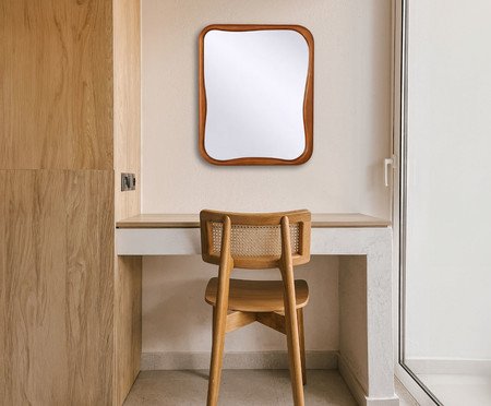 Espelho de Parede Orgânica com Moldura Amadeirada Amazonita | Westwing