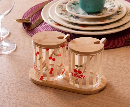 Jogo de Potes com Bandeja e Colheres Cherry | Westwing